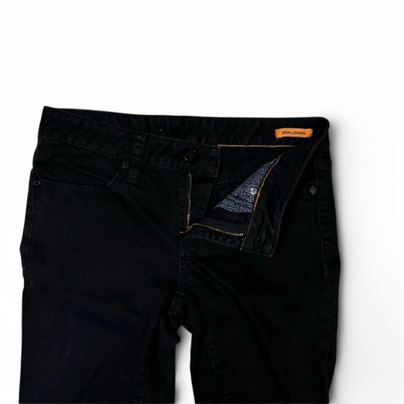 Tory Burch Size 25 Black Denim Legging Jeans Skinny Ankle Low Rise Logo Patch - Picture 3 of 10